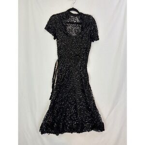 Ceil Chapman Vintage Black‎ Sequin Dress Cocktail Party Evening XS,